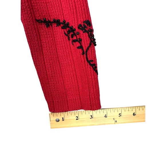 Hanna Anderson womans cable knit embroidered fur collar size medium - Picture 9 of 10